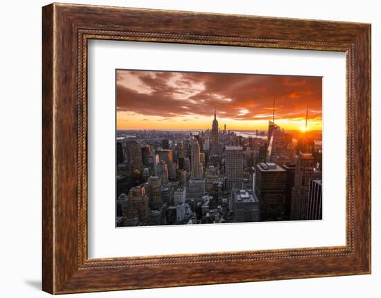 View over Midtown Manhattan skyline at sunset from the Top of the Rock, New York, USA-Stefano Politi Markovina-Framed Photographic Print