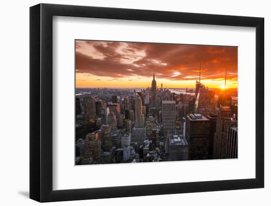 View over Midtown Manhattan skyline at sunset from the Top of the Rock, New York, USA-Stefano Politi Markovina-Framed Photographic Print