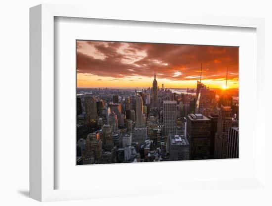 View over Midtown Manhattan skyline at sunset from the Top of the Rock, New York, USA-Stefano Politi Markovina-Framed Photographic Print