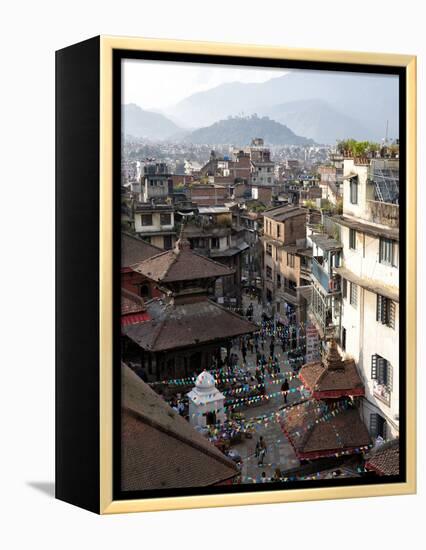 View over Narrow Streets and Rooftops Near Durbar Square Towards the Hilltop Temple of Swayambhunat-Lee Frost-Framed Premier Image Canvas