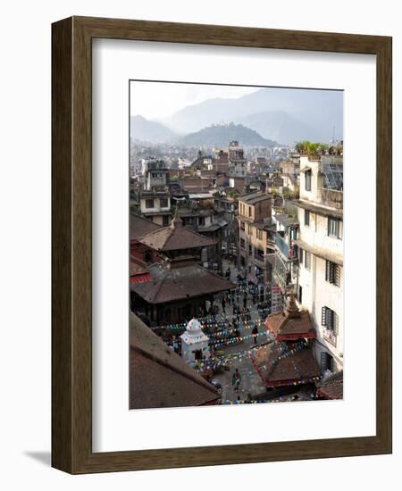 View over Narrow Streets and Rooftops Near Durbar Square Towards the Hilltop Temple of Swayambhunat-Lee Frost-Framed Photographic Print