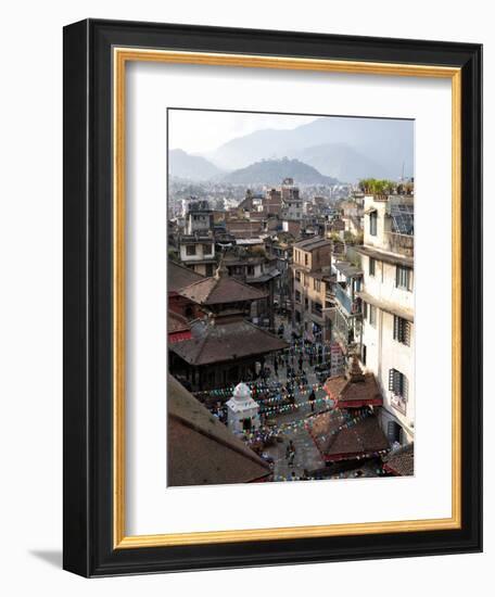 View over Narrow Streets and Rooftops Near Durbar Square Towards the Hilltop Temple of Swayambhunat-Lee Frost-Framed Photographic Print