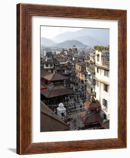 View over Narrow Streets and Rooftops Near Durbar Square Towards the Hilltop Temple of Swayambhunat-Lee Frost-Framed Photographic Print