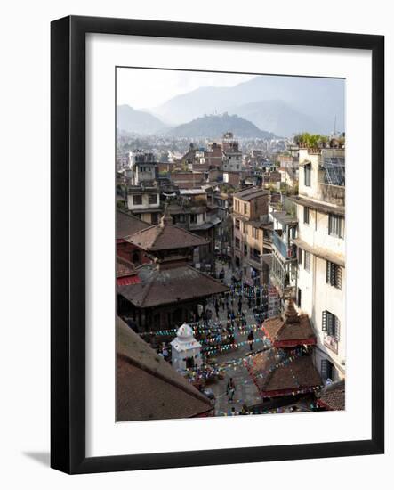 View over Narrow Streets and Rooftops Near Durbar Square Towards the Hilltop Temple of Swayambhunat-Lee Frost-Framed Photographic Print