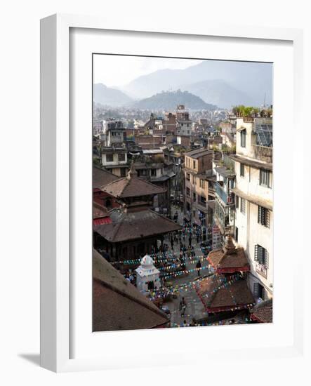 View over Narrow Streets and Rooftops Near Durbar Square Towards the Hilltop Temple of Swayambhunat-Lee Frost-Framed Photographic Print