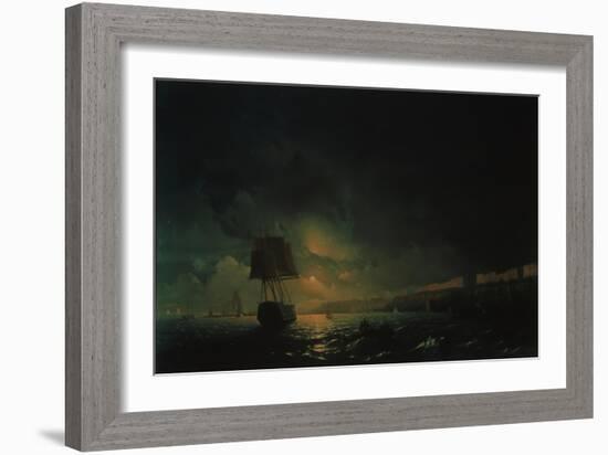 View over Odessa at Moonlight Night, 1896-Ivan Konstantinovich Aivazovsky-Framed Giclee Print