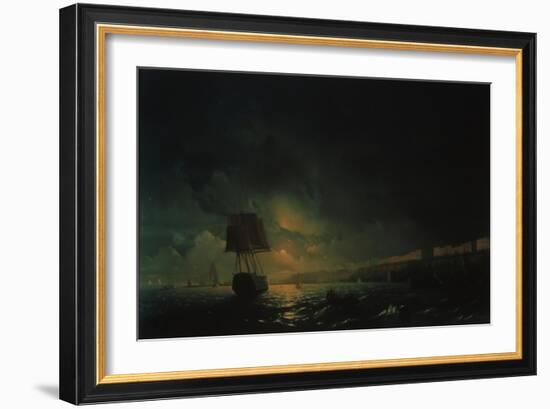 View over Odessa at Moonlight Night, 1896-Ivan Konstantinovich Aivazovsky-Framed Giclee Print