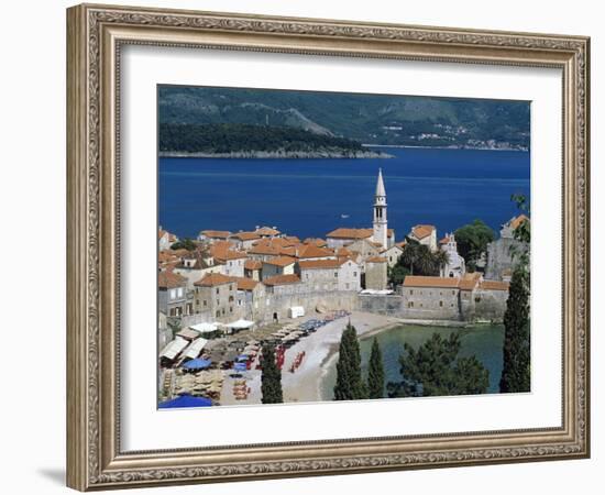 View over Old Town and Bay, Budva, the Budva Riviera, Montenegro, Europe-Stuart Black-Framed Photographic Print