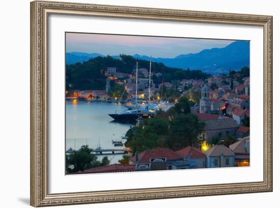 View over Old Town at Dusk, Cavtat, Dubrovnik Riviera, Dalmatian Coast, Dalmatia, Croatia, Europe-Frank Fell-Framed Photographic Print