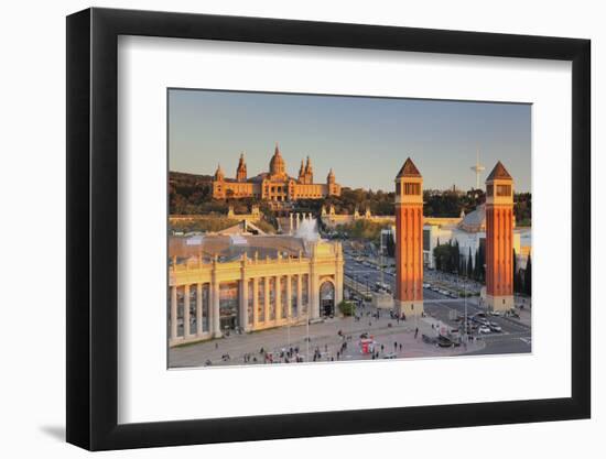 View over Placa d'Espanya (Placa de Espana) to Palau Nacional (Museu Nacional d'Art de Catalunya), -Markus Lange-Framed Photographic Print