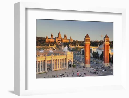 View over Placa d'Espanya (Placa de Espana) to Palau Nacional (Museu Nacional d'Art de Catalunya), -Markus Lange-Framed Photographic Print