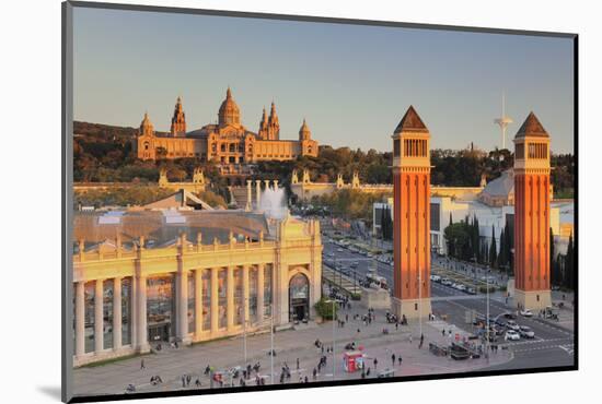 View over Placa d'Espanya (Placa de Espana) to Palau Nacional (Museu Nacional d'Art de Catalunya), -Markus Lange-Mounted Photographic Print