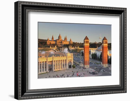 View over Placa d'Espanya (Placa de Espana) to Palau Nacional (Museu Nacional d'Art de Catalunya), -Markus Lange-Framed Photographic Print