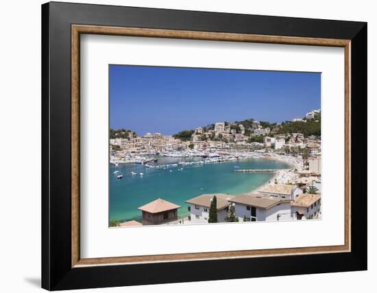 View over Port De Soller with Port and Beach-Markus Lange-Framed Photographic Print