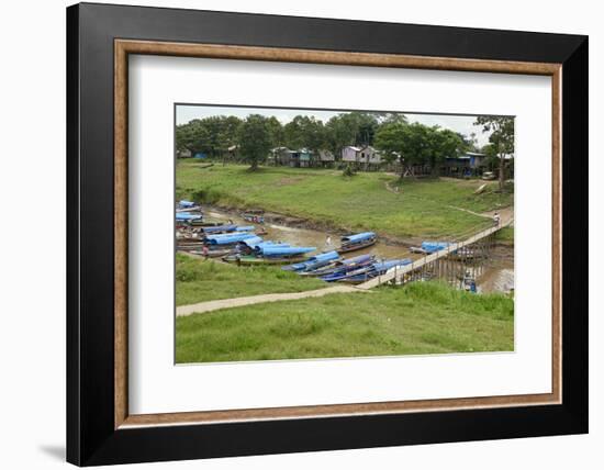 View over port of Leticia, where boats leave for local communities in the rainforest, Leticia, Colo-Nando Machado-Framed Photographic Print