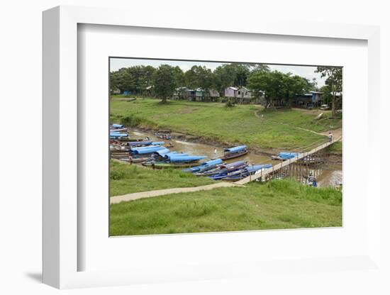 View over port of Leticia, where boats leave for local communities in the rainforest, Leticia, Colo-Nando Machado-Framed Photographic Print