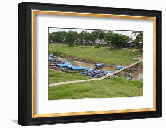 View over port of Leticia, where boats leave for local communities in the rainforest, Leticia, Colo-Nando Machado-Framed Photographic Print