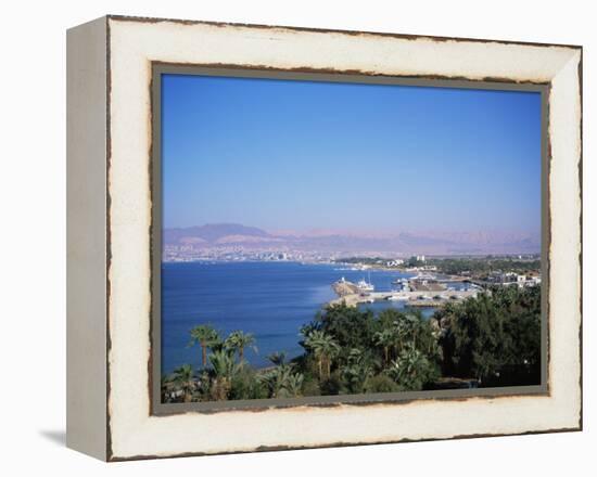 View Over Red Sea Resort Marina and Beach Hotels Towards Israeli Town of Eilat, Aqaba, Jordan-Christopher Rennie-Framed Premier Image Canvas