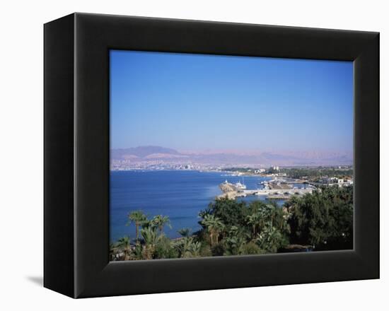 View Over Red Sea Resort Marina and Beach Hotels Towards Israeli Town of Eilat, Aqaba, Jordan-Christopher Rennie-Framed Premier Image Canvas