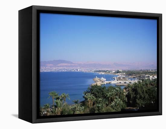 View Over Red Sea Resort Marina and Beach Hotels Towards Israeli Town of Eilat, Aqaba, Jordan-Christopher Rennie-Framed Premier Image Canvas