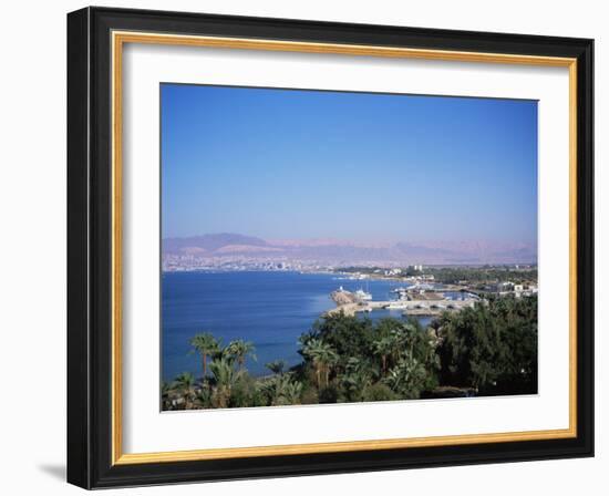 View Over Red Sea Resort Marina and Beach Hotels Towards Israeli Town of Eilat, Aqaba, Jordan-Christopher Rennie-Framed Photographic Print