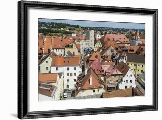 View over Regensburg from the Tower of the Church of the Holy Trinity, Regensburg, Bavaria, Germany-Michael Runkel-Framed Photographic Print