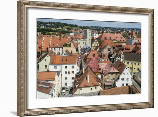 View over Regensburg from the Tower of the Church of the Holy Trinity, Regensburg, Bavaria, Germany-Michael Runkel-Framed Photographic Print