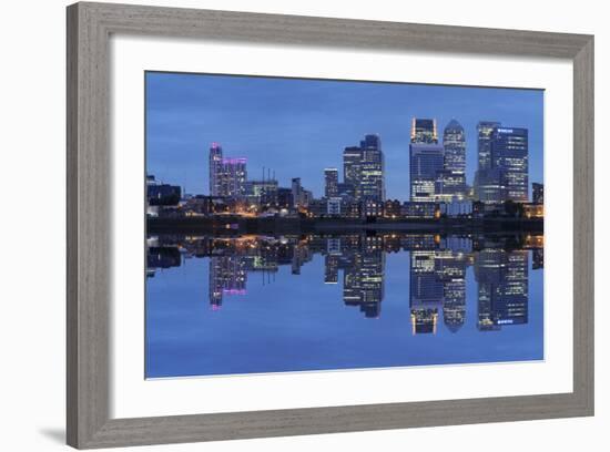 View over River Thames to Canary Wharf, Docklands, London, England, United Kingdom, Europe-Markus Lange-Framed Photographic Print