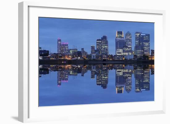 View over River Thames to Canary Wharf, Docklands, London, England, United Kingdom, Europe-Markus Lange-Framed Photographic Print