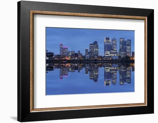 View over River Thames to Canary Wharf, Docklands, London, England, United Kingdom, Europe-Markus Lange-Framed Photographic Print