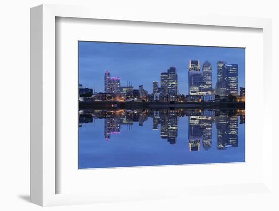 View over River Thames to Canary Wharf, Docklands, London, England, United Kingdom, Europe-Markus Lange-Framed Photographic Print