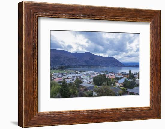 View over rooftops to Lake Wanaka at dusk, Wanaka, Queenstown-Lakes district, Otago, South Island, -Ruth Tomlinson-Framed Photographic Print
