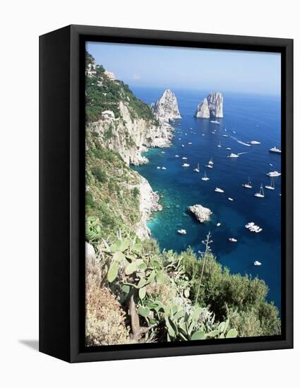 View Over Southern Coast to the Faraglioni Rocks, Island of Capri, Campania, Italy, Mediterranean-Ruth Tomlinson-Framed Premier Image Canvas