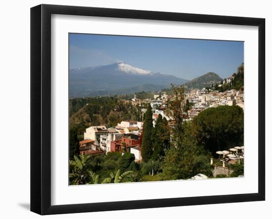 View over Taormina and Mount Etna, Sicily, Italy, Europe-Levy Yadid-Framed Photographic Print