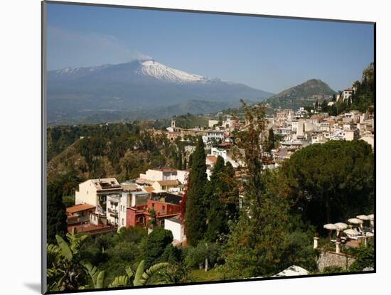 View over Taormina and Mount Etna, Sicily, Italy, Europe-Levy Yadid-Mounted Photographic Print