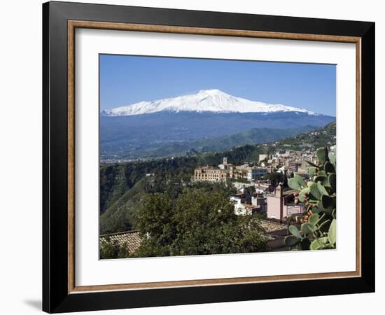 View over Taormina and Mount Etna, Taormina, Sicily, Italy, Europe-Stuart Black-Framed Photographic Print