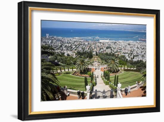 View over the Bahai Gardens, Haifa, Israel, Middle East-Yadid Levy-Framed Photographic Print