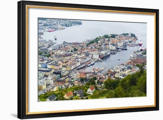 View over the City from Mount Floyen, Bergen, Norway, Scandinavia, Europe-Amanda Hall-Framed Photographic Print