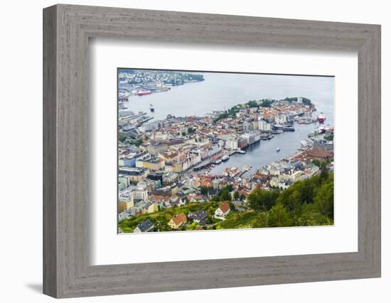 View over the City from Mount Floyen, Bergen, Norway, Scandinavia, Europe-Amanda Hall-Framed Photographic Print