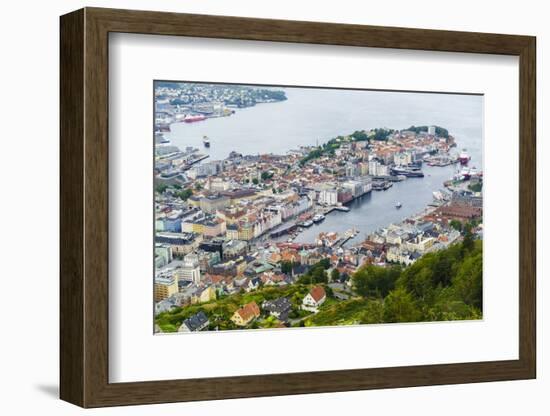 View over the City from Mount Floyen, Bergen, Norway, Scandinavia, Europe-Amanda Hall-Framed Photographic Print