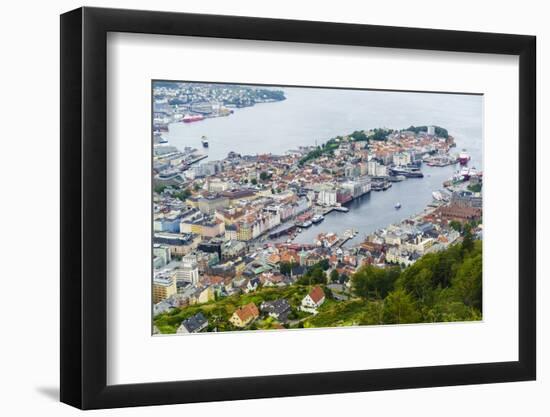 View over the City from Mount Floyen, Bergen, Norway, Scandinavia, Europe-Amanda Hall-Framed Photographic Print