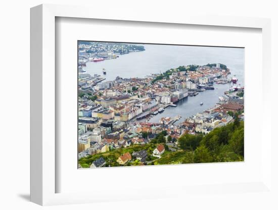 View over the City from Mount Floyen, Bergen, Norway, Scandinavia, Europe-Amanda Hall-Framed Photographic Print