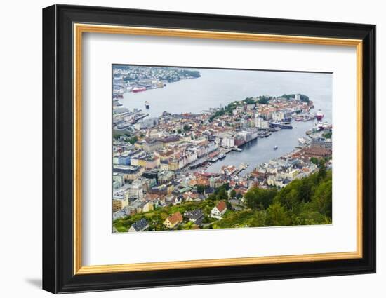 View over the City from Mount Floyen, Bergen, Norway, Scandinavia, Europe-Amanda Hall-Framed Photographic Print