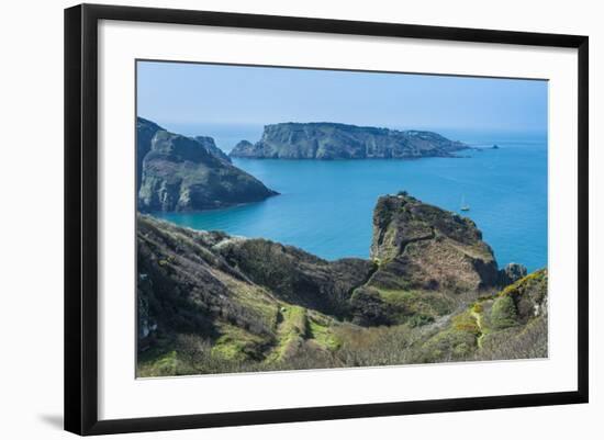 View over the East Coast of Sark and the Island Brecqhou, Channel Islands, United Kingdom-Michael Runkel-Framed Photographic Print