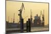 View over the Elbe on the Swimming Dock of Blohm and Voss in the Evening Light-Uwe Steffens-Mounted Photographic Print