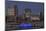 View over the Elbe to the Illuminateded Bavaria-Quartier at the Blue Hour-Uwe Steffens-Mounted Photographic Print