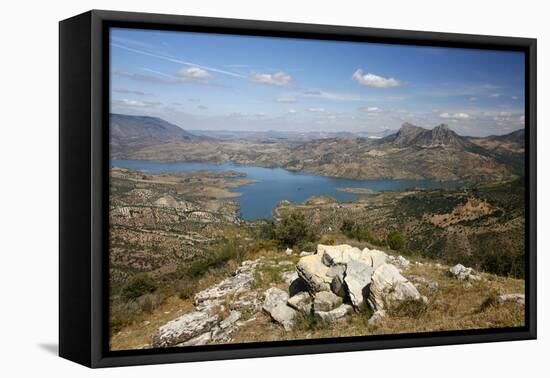 View over the Embalse De Zahara Reservoir, Parque Natural Sierra De Grazalema, Andalucia, Spain-Yadid Levy-Framed Premier Image Canvas