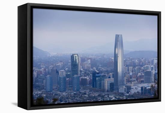 View over the Gran Torre Santiago from Cerro San Cristobal, Santiago, Chile, South America-Yadid Levy-Framed Premier Image Canvas