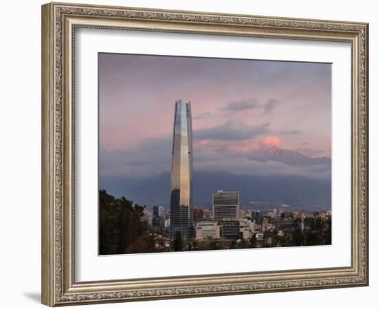 View over the Gran Torre Santiago from Cerro San Cristobal, Santiago, Chile, South America-Yadid Levy-Framed Photographic Print