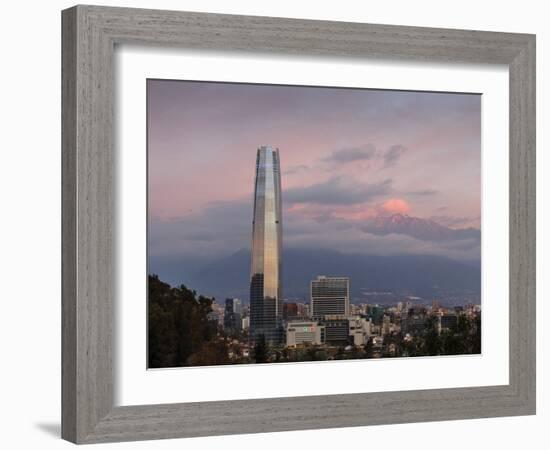 View over the Gran Torre Santiago from Cerro San Cristobal, Santiago, Chile, South America-Yadid Levy-Framed Photographic Print